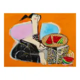 Fruit Vendor by Mauro Malang Santos, acrylic on wood, sold Feb 2025
