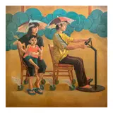 Alfredo Esquillo, Travellers (Portrait of John Santos and family, oil on canvas