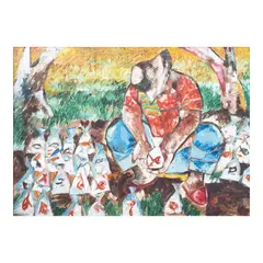 Norma Belleza, Gold Fish Vendor, oil on canvas