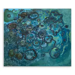 Peinture Bleu Cil by Nena Saguil, oil and mixed media on board, sold Feb 2025
