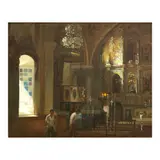 Romulo Galicano, Interior of Sta. Ana Church, oil on wood