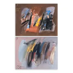 a) Abstract Forms CAT. # 2062 b) Abstract Forms CAT. # 2064 by Romulo Olazo, sold Nov 2024