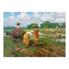 Rice Fields by Fernando Amorsolo, oil on canvas, sold Nov 2024