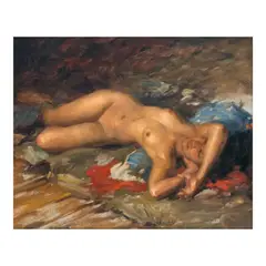 Lying Nude by Fernando Amorsolo, oil on canvas, sold Nov 2024