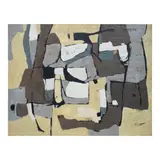 Grey, White and Yellow Abstraction by Oscar Zalameda, oil on canvas, sold Nov 2024