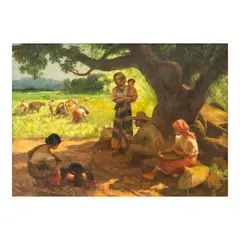Under the Mango Tree by Fernando Amorsolo, oil on canvas, sold Nov 2024