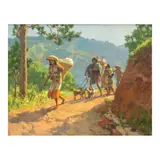 Baguio Trail by Fernando Amorsolo, oil on canvas<br />, sold Nov 2024