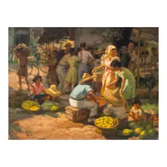 Fernando Amorsolo, Market Scene, oil on canvas