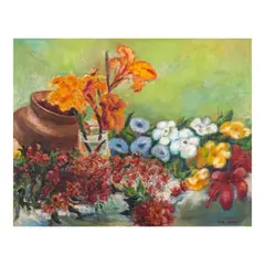 Still Life with Flowers by Nena Saguil, oil on canvas, sold Nov 2024
