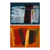 Romulo Olazo, a.) Untitled #26b.) Untitled #27, b.) signed and dated 1983 (lower left)<br /> mixed media on canvas<br /> 18" x 24" (46 cm x 61 cm)<br />