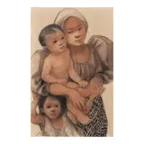 José T. Joya, Mother and Children, pastel on paper