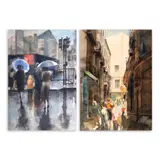 Vicente Manansala, a.) London Scene b.) Barcelona Cityscape, <br>b.) signed, dated 1976, and inscribed Barcelona (upper left)<br /> watercolor on paper<br /> 20” x 14 1/4” (51 cm x 36 cm)