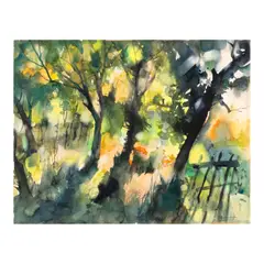Landscape by Vicente Manansala, watercolor on paper, sold Sep 2024