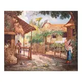 Teodoro Buenaventura, Barrio Scene, oil on wood