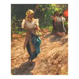 Lady with Basket by Fernando Amorsolo, oil on wood, sold Sep 2024