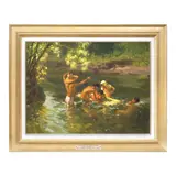 Bathers by Fernando Amorsolo, oil on canvas, sold Sep 2024
