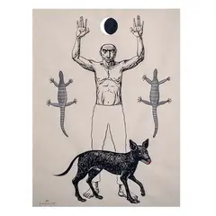 Elmer Borlongan, Untitled, animist, ink, and watercolor on toned paper