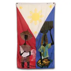 Romeo Tabuena, Untitled, mixed media on Philippine flag