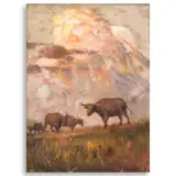 Fernando Amorsolo, Carabaos at Sunset, oil on canvas