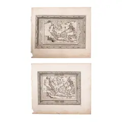 Maps, a.) Les Cotes de Bengale, Pegu,  Malacca et Siam jusques  dans la Chine, avecles Iles  de Sumatra, Iava, Borneo,  Moluques et autres b.) La Terre Ferme & les iles  des Indes Orient. de Pegu  & Malacca jusques aux  Moluques, suivant les  memoires de don Vasco  da Gamma, & plusieurs  autres plus recens