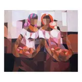 Vendors by Oscar Zalameda, oil on canvas, sold Jun 2024