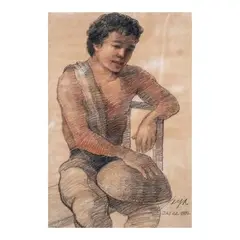 Seated Man by José T. Joya, pastel on paper, sold Jun 2024