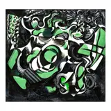 Abstract in Green / Black by Federico Aguilar Alcuaz, oil on canvas, sold Jun 2024