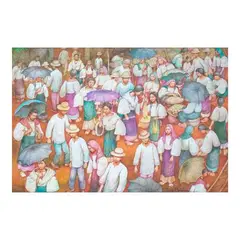 Antonio Mahilum, Market Scene, oil on canvas