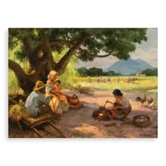 Under The Mango Tree by Fernando Amorsolo, oil on canvas, sold Jun 2024
