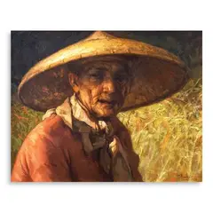 Old Man by Fernando Amorsolo, oil on canvas, sold Jun 2024