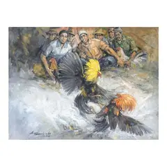 Sabong by Angel Cacnio, oil on canvas, sold Jun 2024