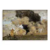 Smoke over the Ocampo Pagoda Mansion by Fernando Amorsolo, oil on wood, sold Jun 2024