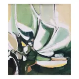Rosario Bitanga, Composition in Green, oil on canvas
