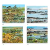a.) Granite Strand b.) Rocky Coast c.) Vibrant Cove d.) Serene Beach by Juvenal Sansó Garrit, acrylic on paper, sold Mar 2024