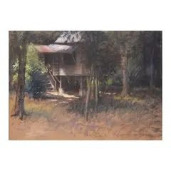 Romulo Galicano, Landscape, pastel on paper