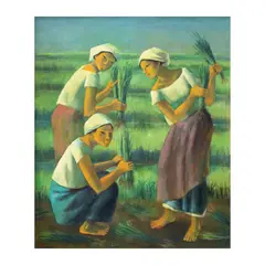 Anita Magsaysay-Ho, Planting Rice, oil on canvas