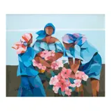 Flower Vendors by Oscar Zalameda, oil on canvas, sold Mar 2024