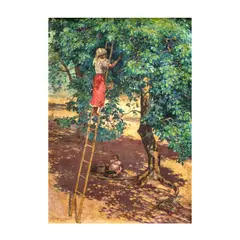 Jorge Pineda, Picking Duhat, oil on canvas