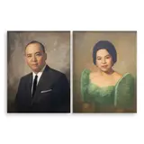 Fernando Amorsolo, a.) Portrait of Alberto T. Cacnio b.) Portrait of Elsie Z. Roa, oil on canvas<br />