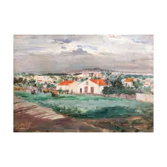 Juan Luna, Landscape in Bilbao, oil on wood