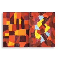 a) Abstract b) Abstract by Hernando R. Ocampo, oil on board each, sold Mar 2024