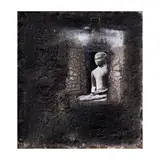 Lao Lianben, Buddha, mixed media on burlap