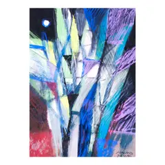 White Moon by Mauro Malang Santos, gouache on paper, sold Dec 2023
