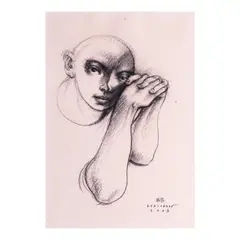 Untitled by Elmer Borlongan, charcoal on paper, sold Dec 2023