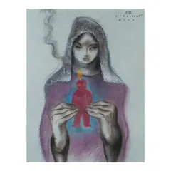 Devotion by Elmer Borlongan, pastel on paper, sold Sep 2023