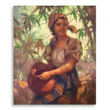 Dalagang Bukid (Woman with Banga) by Fernando Amorsolo, oil on wood, sold Jun 2023