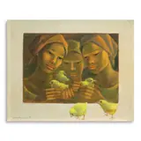 Women with Chicks by Anita Magsaysay-Ho, oil on canvas, sold Jun 2023