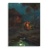 A Firelit Night with Musicians by Fernando Amorsolo, oil on board, sold Jun 2023