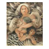 José T. Joya, Mother and Children, pastel on paper