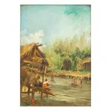 Félix Martínez y Lorenzo, Untitled (View of Nipa Houses on the River), oil on canvas